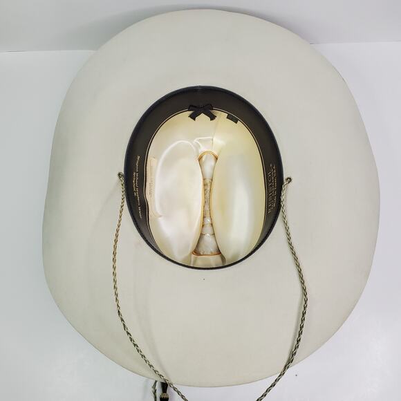 RESISTOL Cowboy Hat 6 7/8 5X Beaver Crystal White Cattleman Western A5036 L oval - Picture 3 of 16